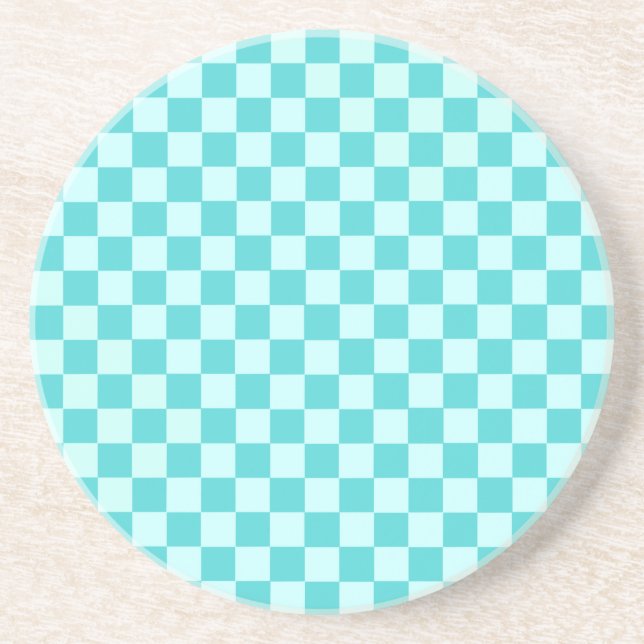 Blue Combination Classic Checkerboard by STaylor Sandstone Coaster (Front)
