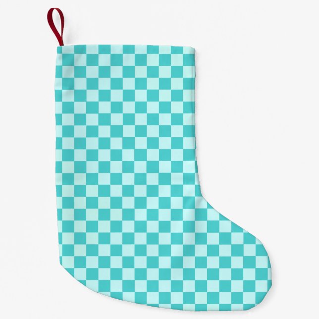 Blue Combination Classic Checkerboard by STaylor Small Christmas Stocking (Front)