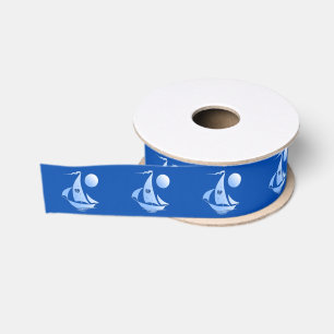 Blue Comedy and Tragedy Theater Sailboat Grosgrain Ribbon