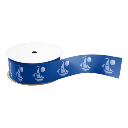 Blue Comedy and Tragedy Theater Sailboat Grosgrain Ribbon