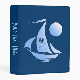 Blue Comedy and Tragedy Theater Sailboat Mini Binder