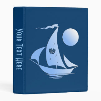 Blue Comedy and Tragedy Theater Sailboat Mini Binder