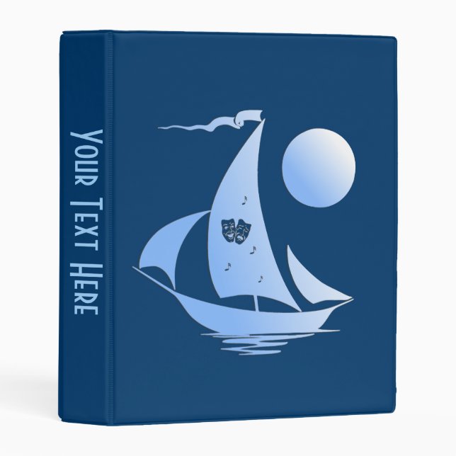 Blue Comedy and Tragedy Theater Sailboat Mini Binder (Front/Spine)