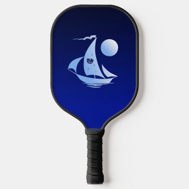 Blue Comedy and Tragedy Theater Sailboat Pickleball Paddle (Front)