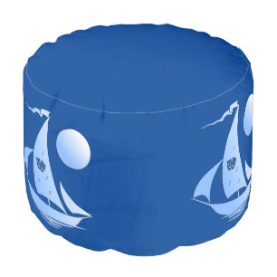 Blue Comedy and Tragedy Theater Sailboat Pouf