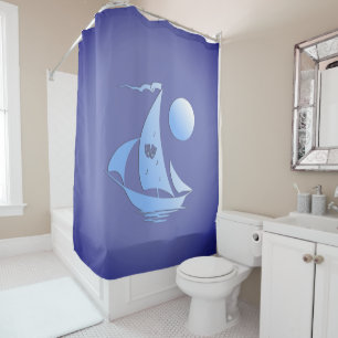 Blue Comedy and Tragedy Theater Sailboat Shower Curtain