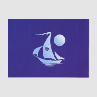 Blue Comedy and Tragedy Theater Sailboat Tissue Paper
