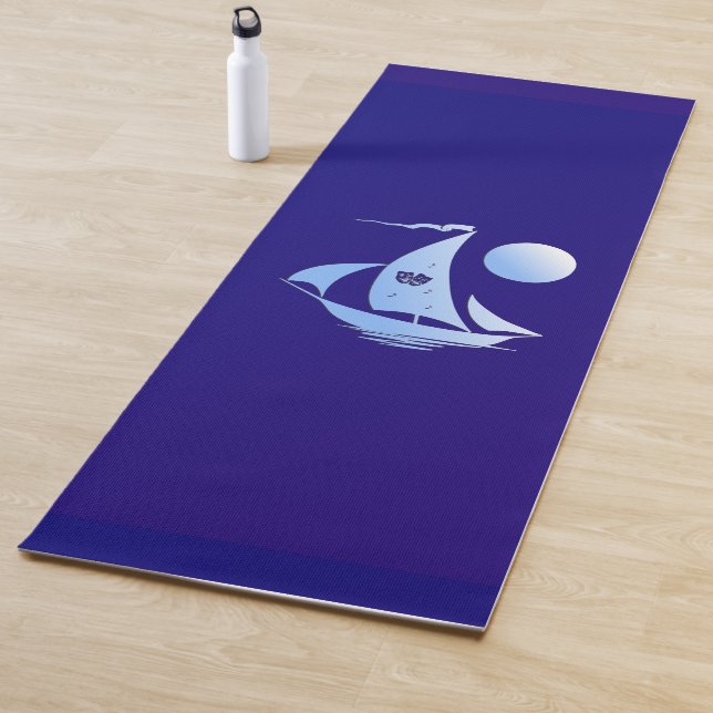 Blue Comedy and Tragedy Theater Sailboat Yoga Mat (In Situ)