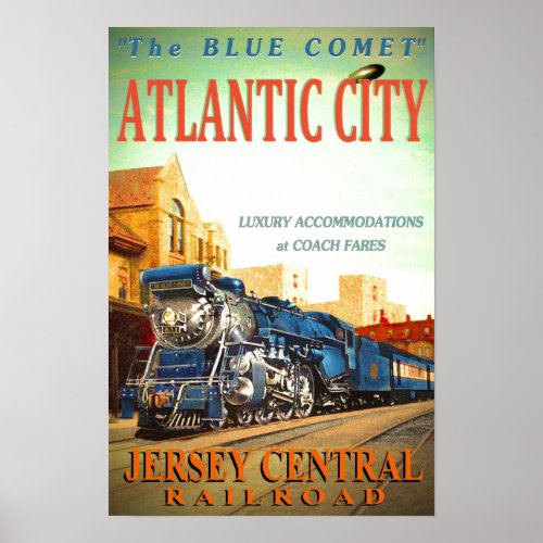Blue Comet Passenger Train Poster