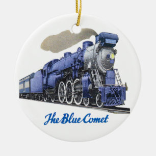 Blue Comet Steam Locomotive Ceramic Ornament