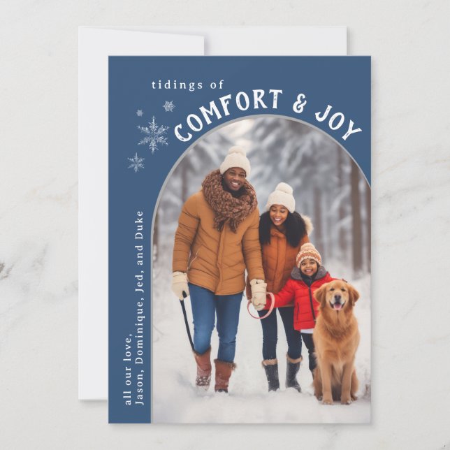 Blue Comfort and Joy Photo Card (Front)