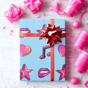 Blue Comic Love Gift Wrap