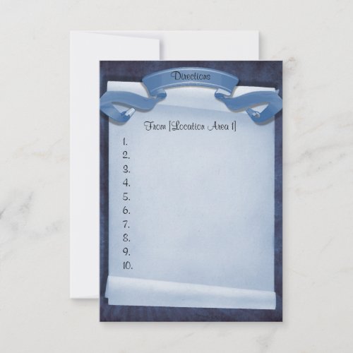 Blue Commitment Ceremony Custom Driving Directions Invitation