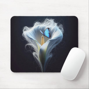 Blue Common Morpho Butterfly In Lily Mouse Pad