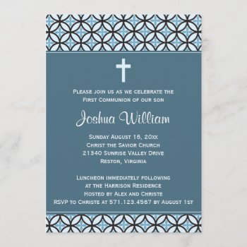 Blue Communion Invitation / Announcement by OnceForAll at Zazzle