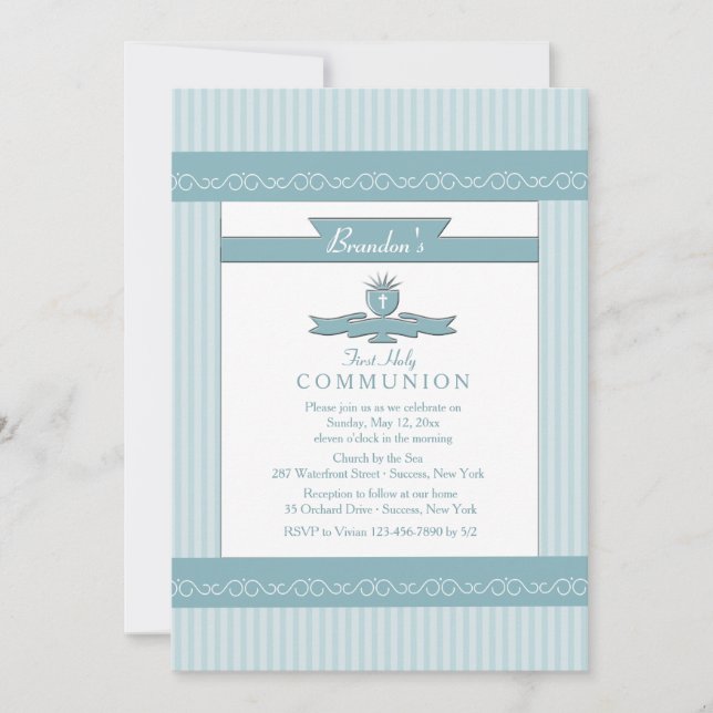 Blue Communion Invitations (Front)