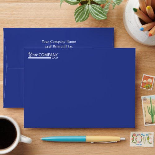 Blue Company Business Logo Pre_addressed 5x7 Envelope
