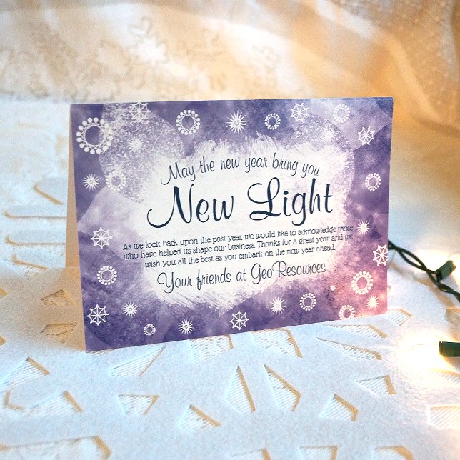 Blue Company Christmas Card, White Snowflakes Card (Festive light blue company Christmas card with falling snowflakes. Frosty blue, white)