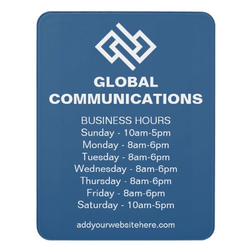 Blue Company Custom Business Hours Store Door Sign