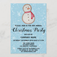 Blue Company Holiday Christmas Party Snowman Invitation