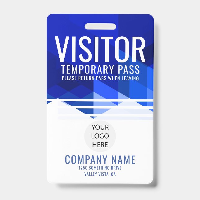 Blue Company Logo Visitor Pass ID Badge (Front)