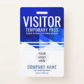 Blue Company Logo Visitor Pass ID Badge | Zazzle