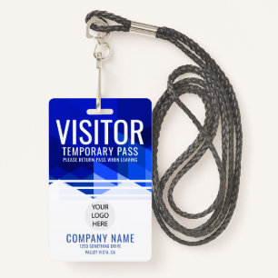 Blue Company Logo Visitor Pass ID Badge