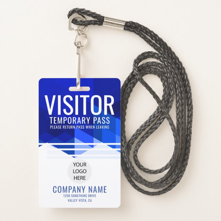 Blue Company Logo Visitor Pass Id Badge