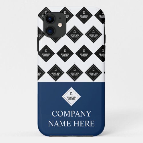 Blue Company Name  Logo Pattern iPhone 11 Case