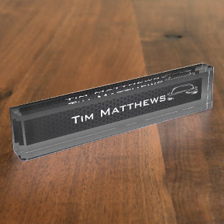Blue company office desk desk name plate