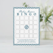 Blue Compass Chevron Baby Shower Bingo Cards (Standing Front)
