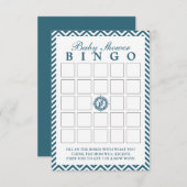 Blue Compass Chevron Baby Shower Bingo Cards (Front/Back)