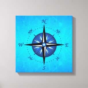 Blue Compass Rose Canvas Print