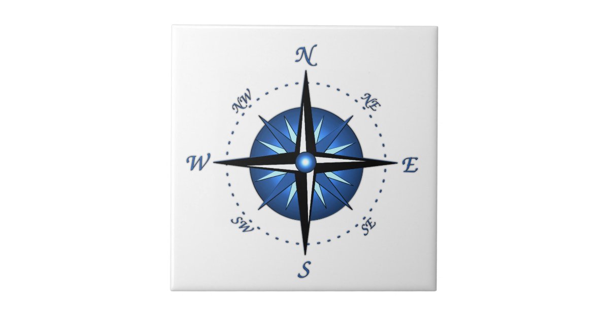 Blue Compass Rose Ceramic Tile | Zazzle