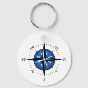 Blue Compass Rose Keychain