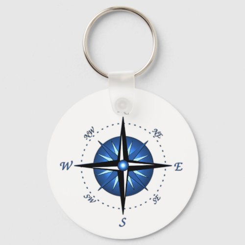 Blue Compass Rose Keychain