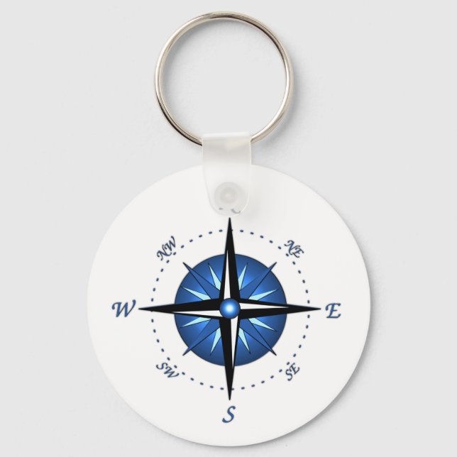 Blue Compass Rose Keychain (Front)