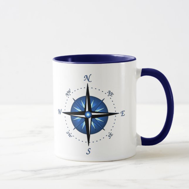 Blue Compass Rose Mug (Right)
