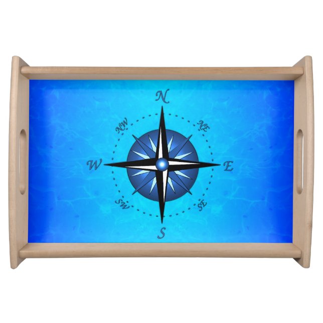 Blue Compass Rose Serving Tray (Front)