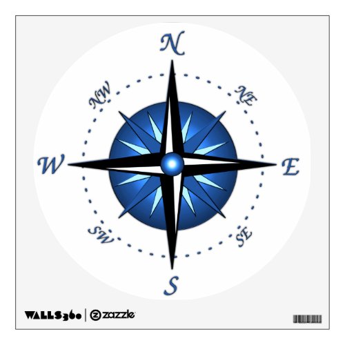 Blue Compass Rose Wall Sticker