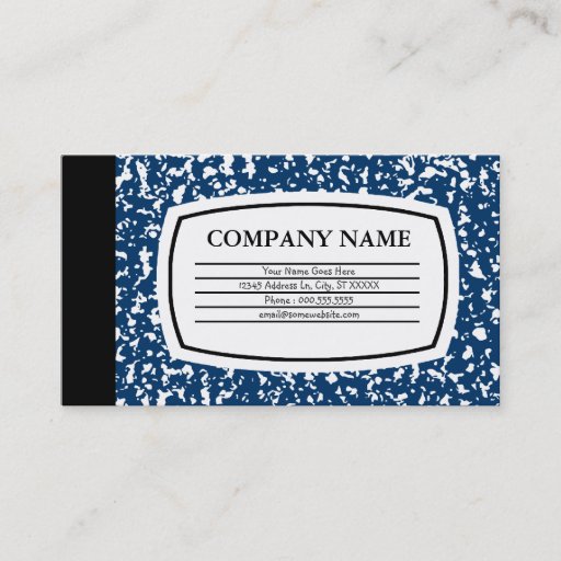 Customizable blue composition book business card templates