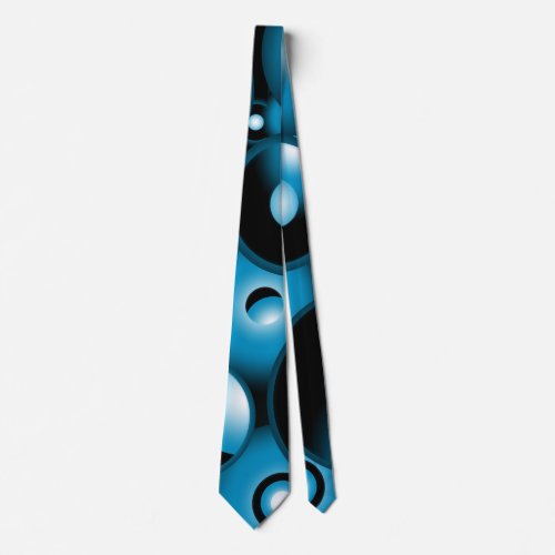 Blue Concentric Circle Orbital Rings Abstract Art Neck Tie