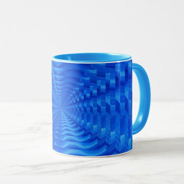 Blue Concentric Squares Mug (Front Right)