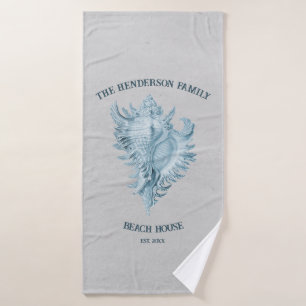 Blue Conch Shell Bath Towel Set