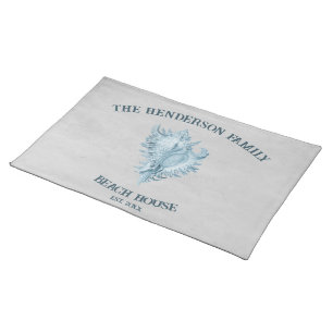 Blue Conch Shell Cloth Placemat