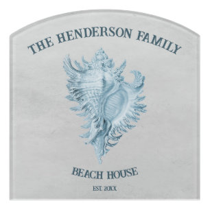 Blue Conch Shell Door Sign