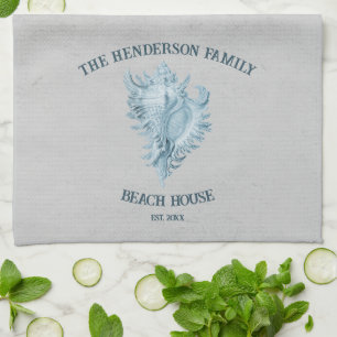 Blue Conch Shell Kitchen Towel