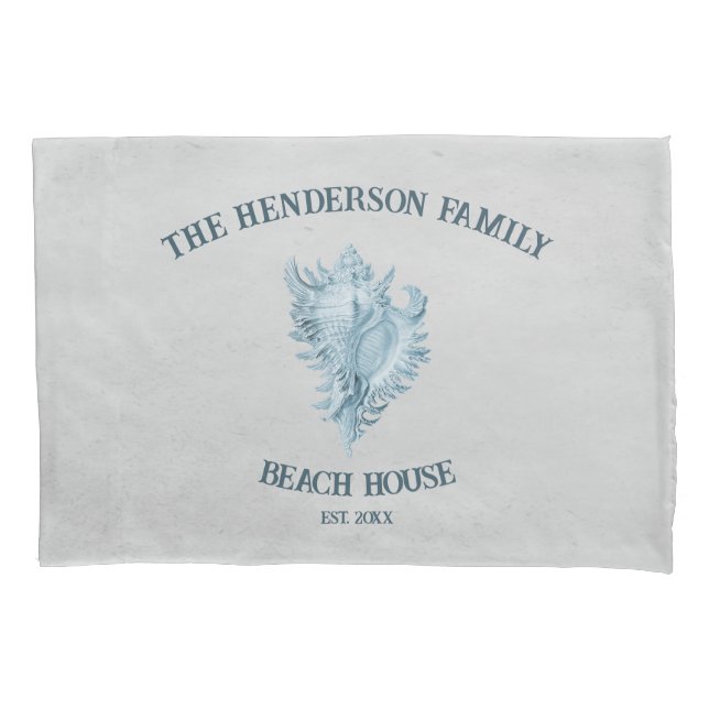 Blue Conch Shell Pillow Case (Front)