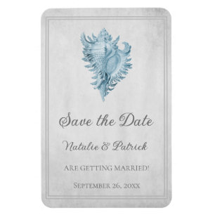 Blue Conch Shell Save the Date Magnet