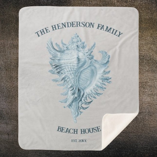 Blue Conch Shell Sherpa Blanket (Blue Conch Shell Personalized Sherpa Blanket)